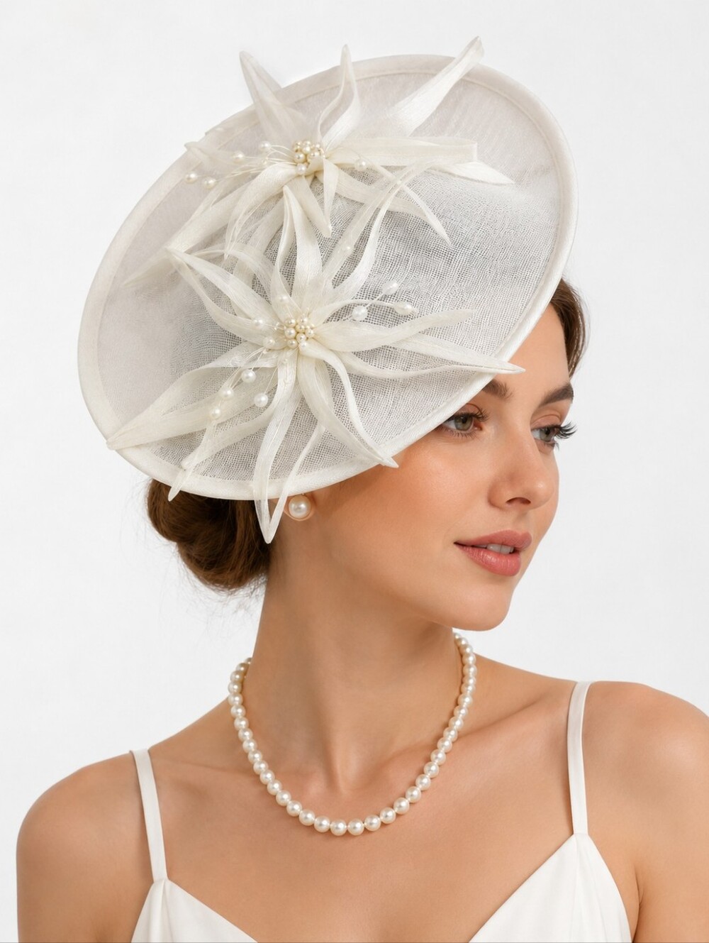 NWT Unpifolov Ivory Fascinator Hat Wedding Derby Tea Party Floral Pearl